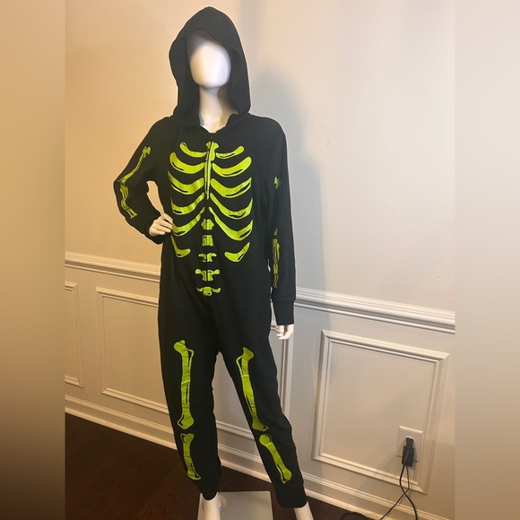 Women’s Hide and Eek Skeleton Union Suit 1PC Pajama Sleepwear , Size Large, NWOT - Picture 6 of 13